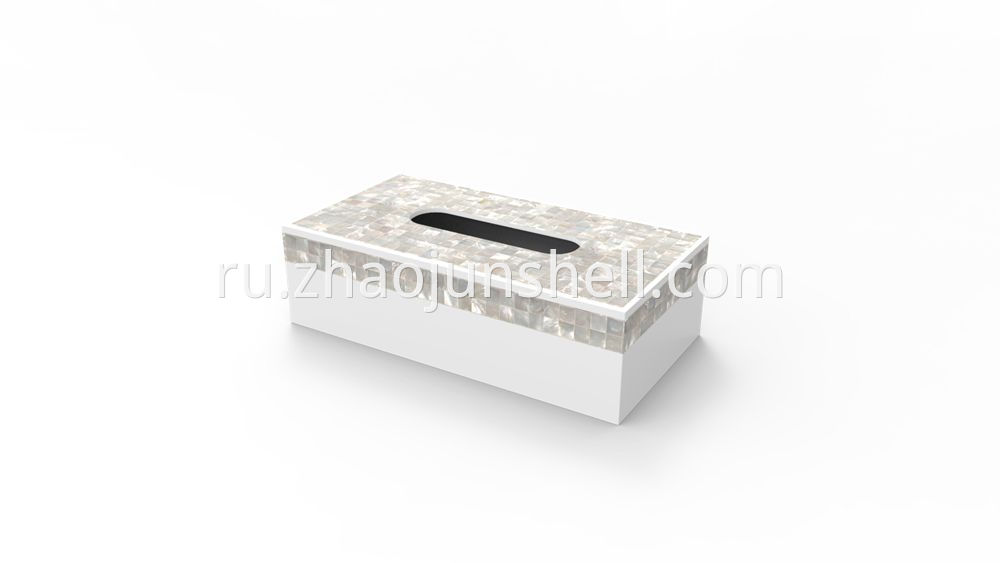 white mother of pearl tissue box